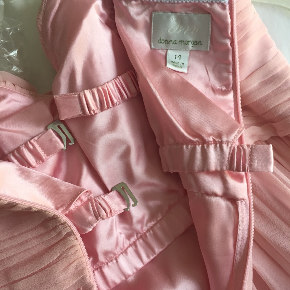 Donna Morgan Rosette Bridesmaid Dress in Blush - Picture 7 of 8